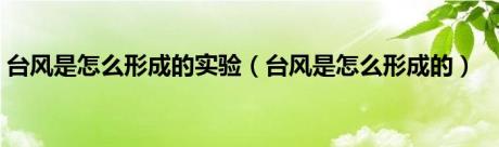 台风是怎么形成的实验（台风是怎么形成的）