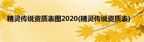 精灵传说资质表图2020(精灵传说资质表)