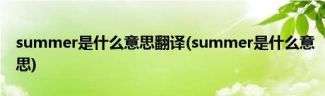 summer是什么意思翻译(summer是什么意思)