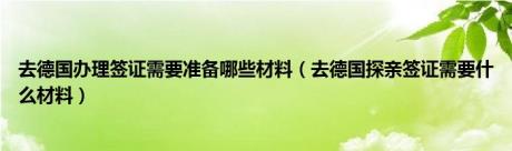 去德国办理签证需要准备哪些材料（去德国探亲签证需要什么材料）