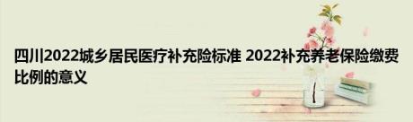 四川2022城乡居民医疗补充险标准 2022补充养老保险缴费比例的意义 