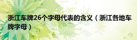 浙江车牌26个字母代表的含义（浙江各地车牌字母）