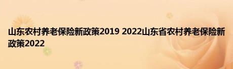 山东农村养老保险新政策2019 2022山东省农村养老保险新政策2022 