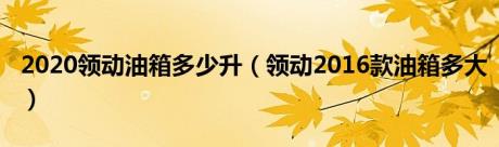 2020领动油箱多少升（领动2016款油箱多大）