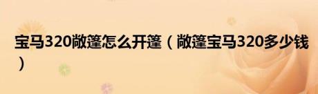 宝马320敞篷怎么开篷（敞篷宝马320多少钱）