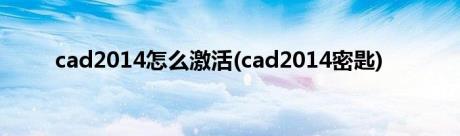 cad2014怎么激活(cad2014密匙)