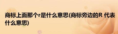 商标上面那个r是什么意思(商标旁边的R 代表什么意思)