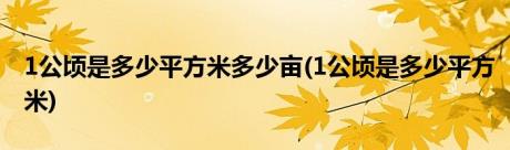 1公顷是多少平方米多少亩(1公顷是多少平方米)