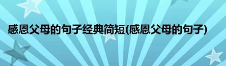 感恩父母的句子经典简短(感恩父母的句子)