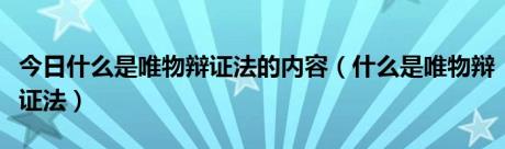 今日什么是唯物辩证法的内容（什么是唯物辩证法）