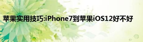 苹果实用技巧:iPhone7到苹果iOS12好不好