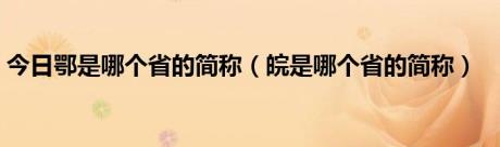 今日鄂是哪个省的简称（皖是哪个省的简称）