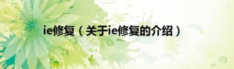 ie修复（关于ie修复的介绍）