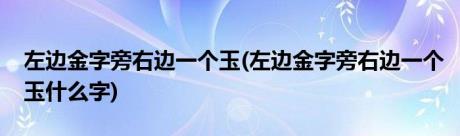 左边金字旁右边一个玉(左边金字旁右边一个玉什么字)