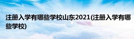 注册入学有哪些学校山东2021(注册入学有哪些学校)