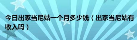 今日出家当尼姑一个月多少钱（出家当尼姑有收入吗）