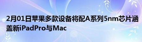 2月01日苹果多款设备将配A系列5nm芯片涵盖新iPadPro与Mac