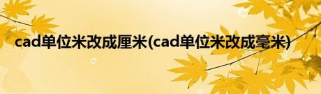 cad单位米改成厘米(cad单位米改成毫米)