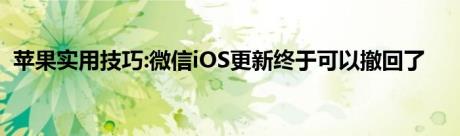 苹果实用技巧:微信iOS更新终于可以撤回了