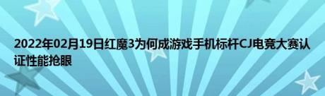 2022年02月19日红魔3为何成游戏手机标杆CJ电竞大赛认证性能抢眼