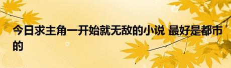 今日求主角一开始就无敌的小说 最好是都市的