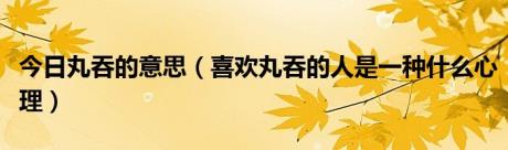 今日丸吞的意思（喜欢丸吞的人是一种什么心理）