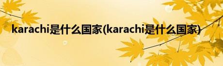 karachi是什么国家(karachi是什么国家)