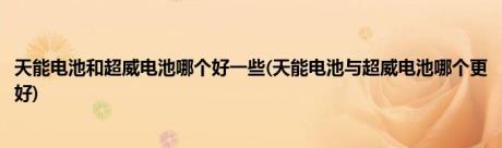 天能电池和超威电池哪个好一些(天能电池与超威电池哪个更好)