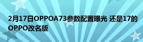 2月17日OPPOA73参数配置曝光 还是17的OPPO改名版