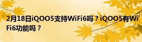 2月18日iQOO5支持WiFi6吗？iQOO5有WiFi6功能吗？