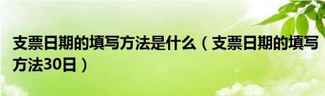 支票日期的填写方法是什么（支票日期的填写方法30日）