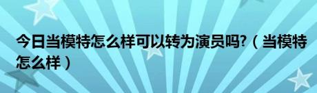 今日当模特怎么样可以转为演员吗?（当模特怎么样）