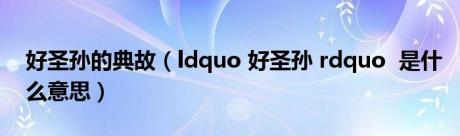 好圣孙的典故（ldquo 好圣孙 rdquo 是什么意思）