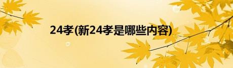 24孝(新24孝是哪些内容)