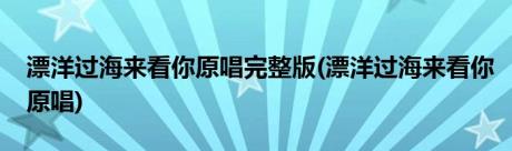 漂洋过海来看你原唱完整版(漂洋过海来看你原唱)