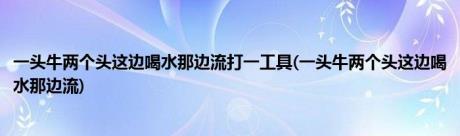 一头牛两个头这边喝水那边流打一工具(一头牛两个头这边喝水那边流)