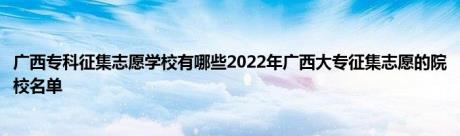 广西专科征集志愿学校有哪些2022年广西大专征集志愿的院校名单