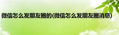 微信怎么发朋友圈的(微信怎么发朋友圈消息)