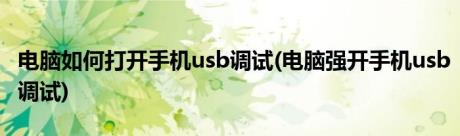 电脑如何打开手机usb调试(电脑强开手机usb调试)