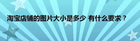 淘宝店铺的图片大小是多少 有什么要求？