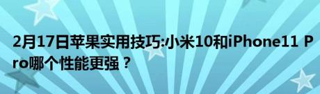 2月17日苹果实用技巧:小米10和iPhone11 Pro哪个性能更强？