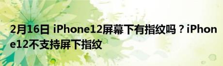 2月16日 iPhone12屏幕下有指纹吗？iPhone12不支持屏下指纹