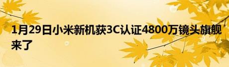 1月29日小米新机获3C认证4800万镜头旗舰来了