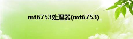 mt6753处理器(mt6753)