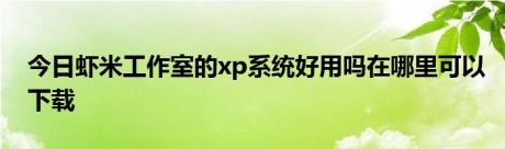 今日虾米工作室的xp系统好用吗在哪里可以下载