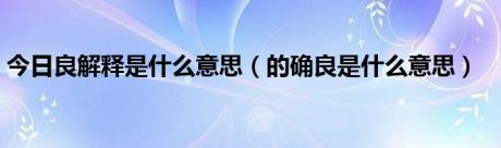 今日良解释是什么意思（的确良是什么意思）