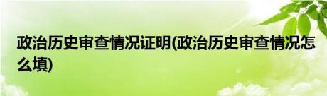 政治历史审查情况证明(政治历史审查情况怎么填)