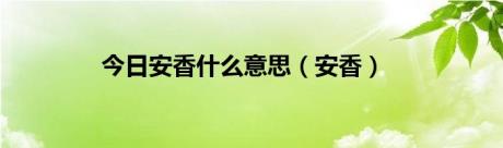 今日安香什么意思（安香）