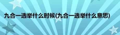 九合一选举什么时候(九合一选举什么意思)