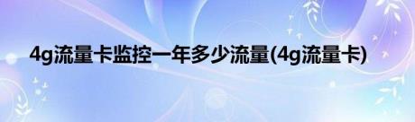 4g流量卡监控一年多少流量(4g流量卡)